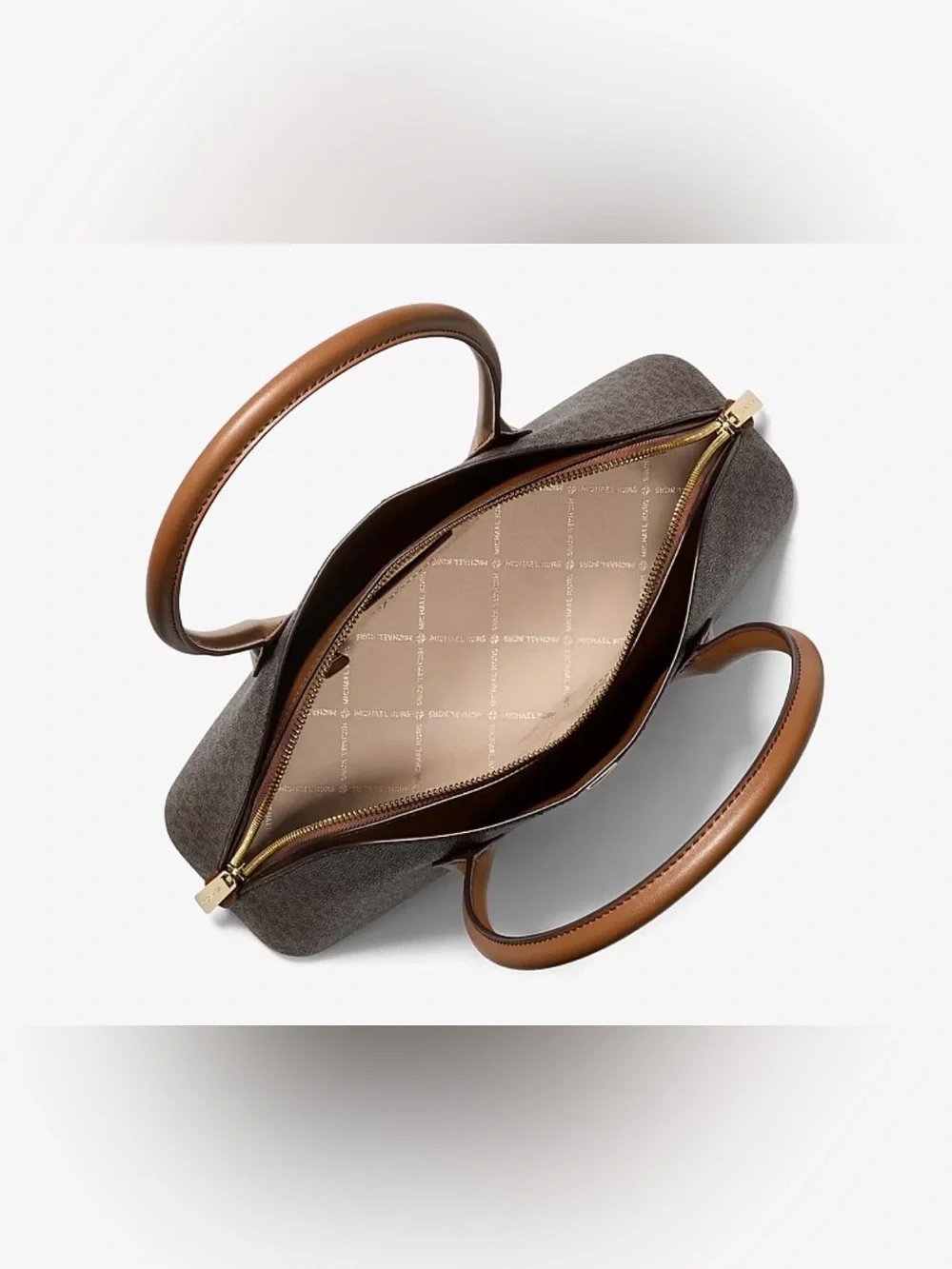 Michael Kors Brown & Tan Logo Dome Shoulder Bag